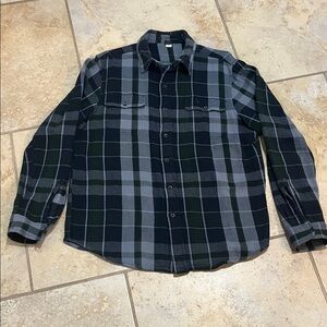 Men's Plaid Flannel Shirt - Black and Green